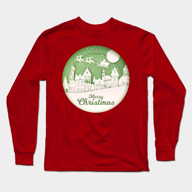 Classic Christmas Scene Long Sleeve T-Shirt by AlondraHanley